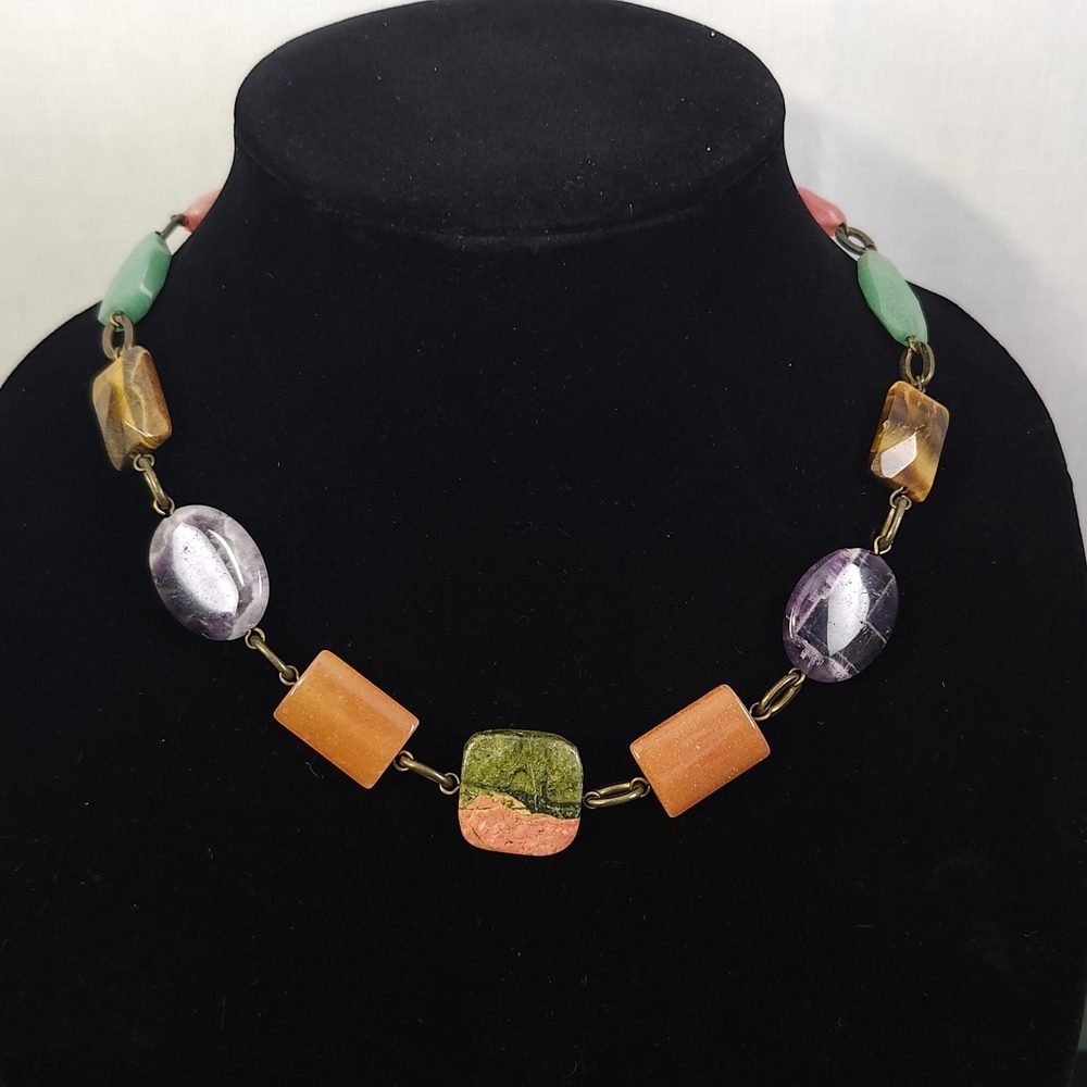 Boho Chunky , Various Shapes Sizes Beaded Necklace In‎ Vibrant Colors